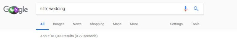 .WEDDING Web Pages indexed by Google as of Oct 31, 2018